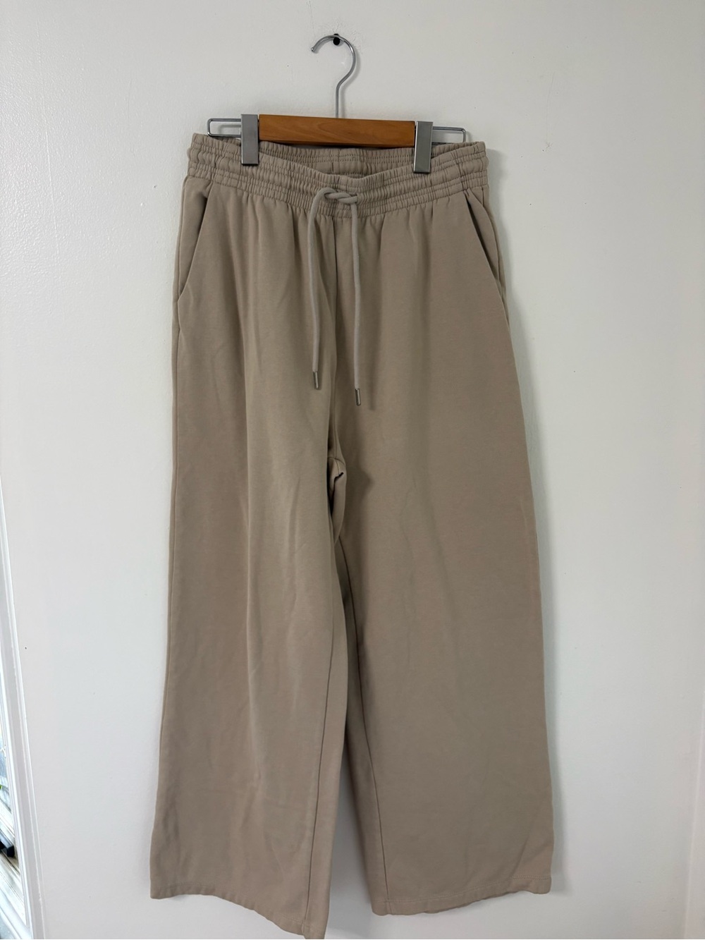 H&M Taupe Wide-Leg Drawstring Sweatpants